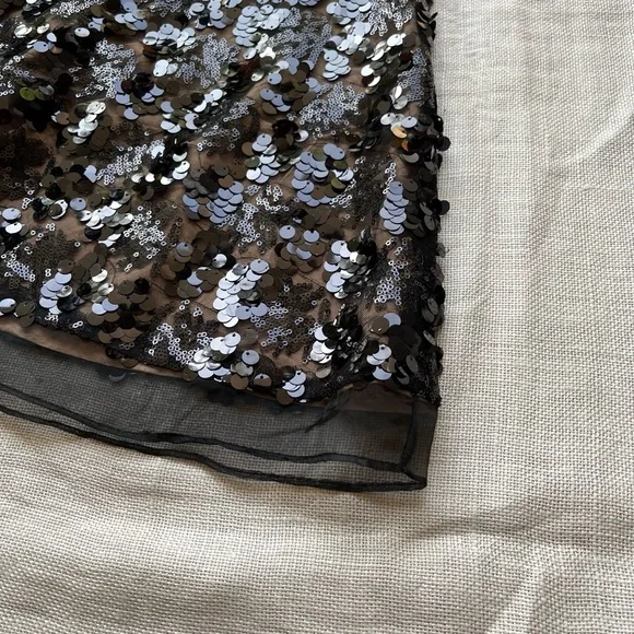 Black Sequin Skirt with nude lining - Picture 4 of 5